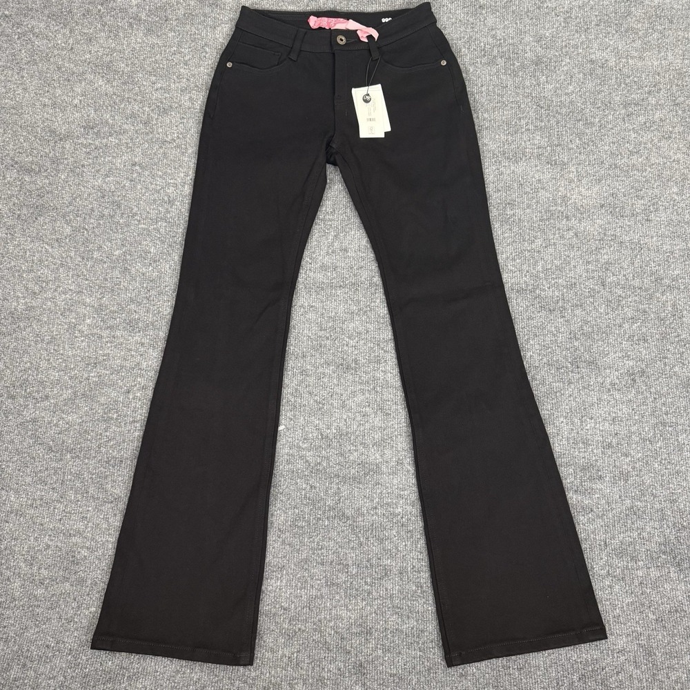 Fax Copy Express Cowboy Denim Jeans Women Medium Black Super Stretch Bootcut NEW